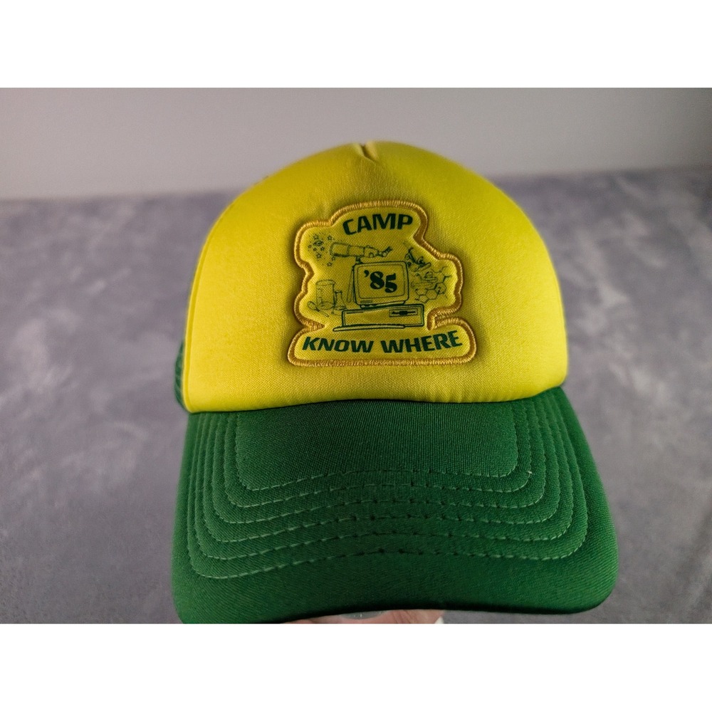 Stranger Things Camp Know Where 85 Trucker Hat Funko Green Yellow Snapback Cap